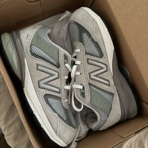 New Balance Kids Gray and Green Sneakers
